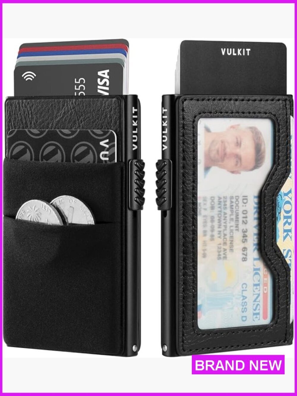 Minimalist RFID Blocking Pop Up Card Holder Wallet Slim Design Vegan Leather